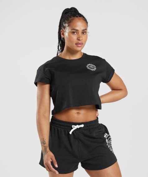 Women's Gymshark Legacy Cropped Tops Black | CA 50671D